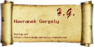 Havranek Gergely névjegykártya